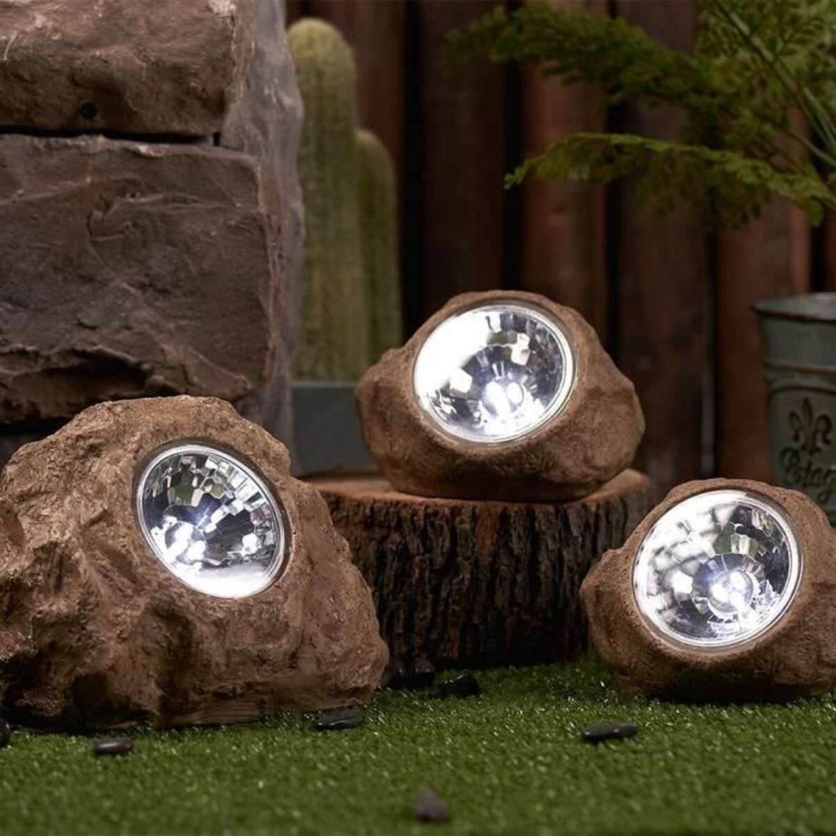 Solcellelampe Lumisky ROCKY BROWN Grå (3 enheder) (3 Dele)